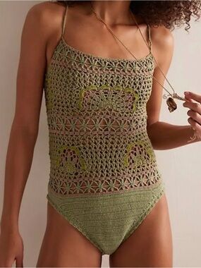 NWT Free People Bali Secret Gardens Crochet Bodysuit